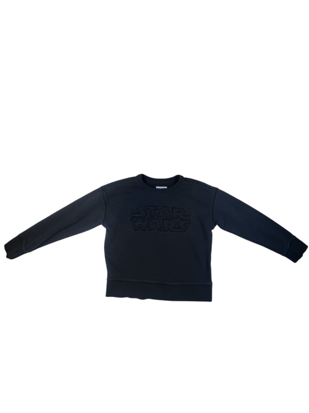 Gap x Star Wars Tonal Embossed Logo Crewneck Sweatshirt Black Kids M (8)